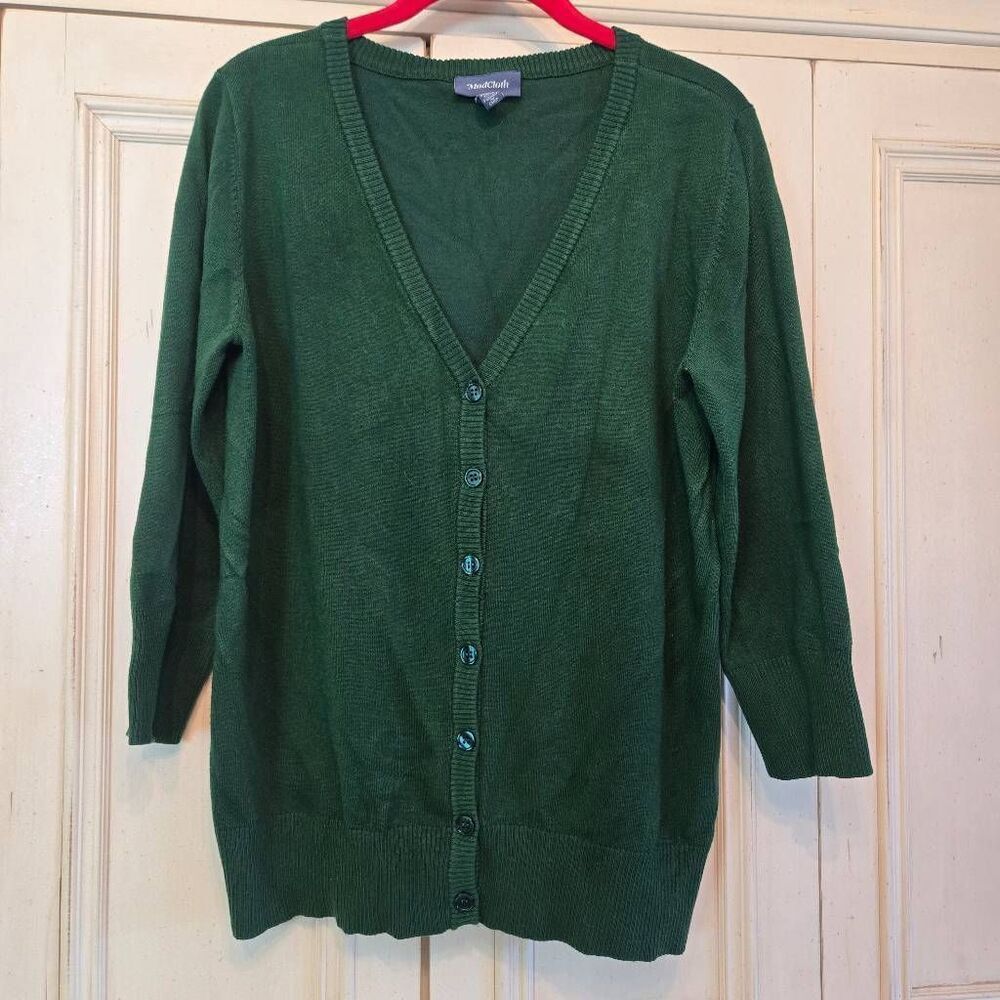 Modcloth Green Cardigan L Button Up 3/4 sleeves